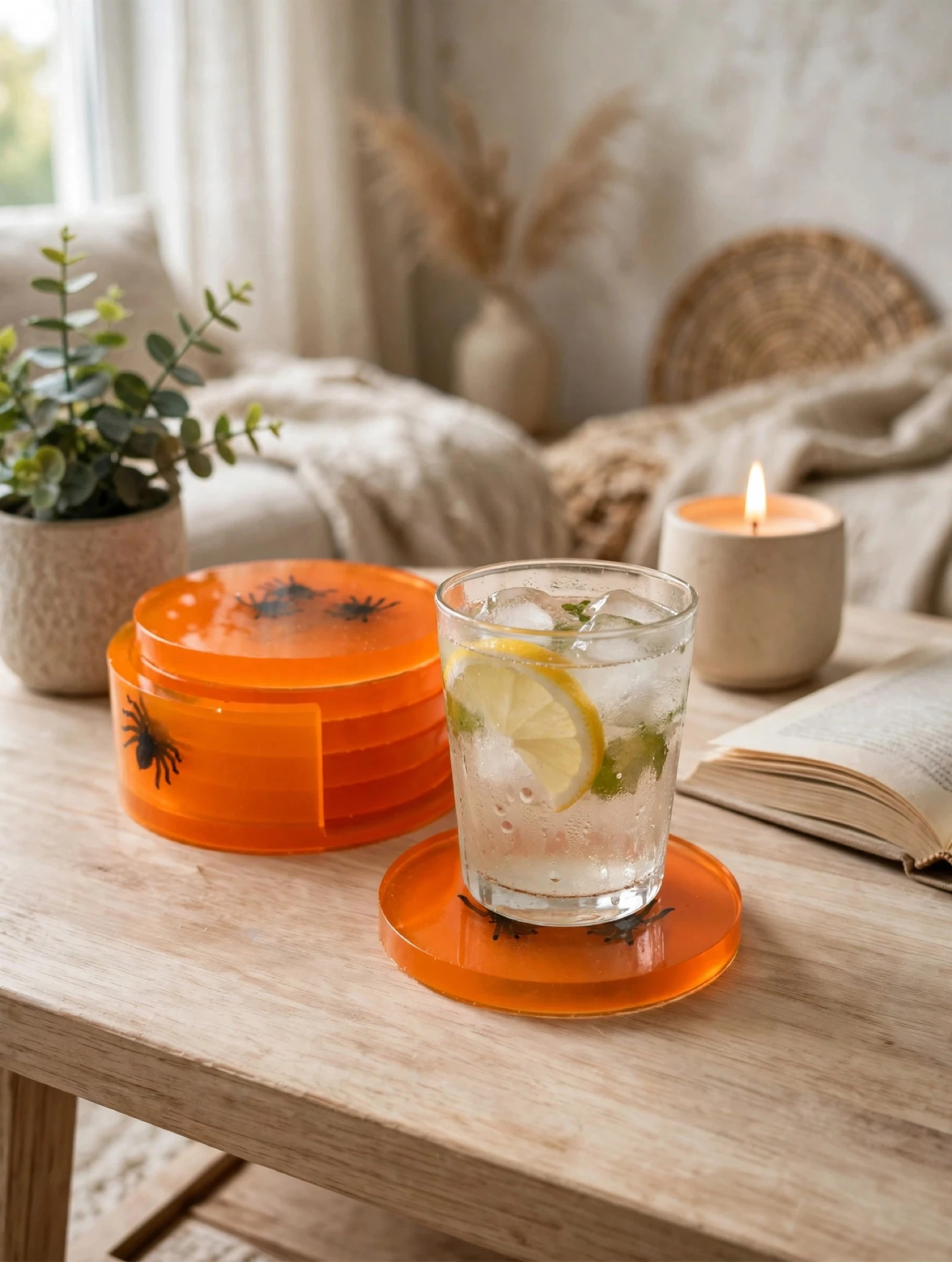 Lot de 4 dessous de verre et son rangement 